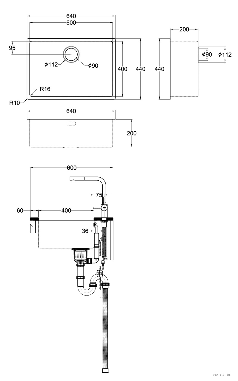 FRANKE 不鏽鋼廚房水槽 FEX 110-60